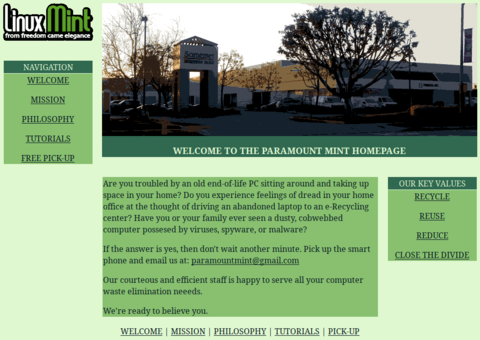 paramountmint's website layout